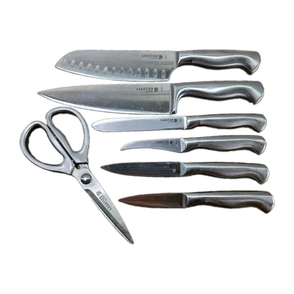 Sabatier 7 Piece Kitchen Knife Set 22B890 - Used Stainless Steel Shiny Knives